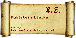 Mühlstein Etelka névjegykártya